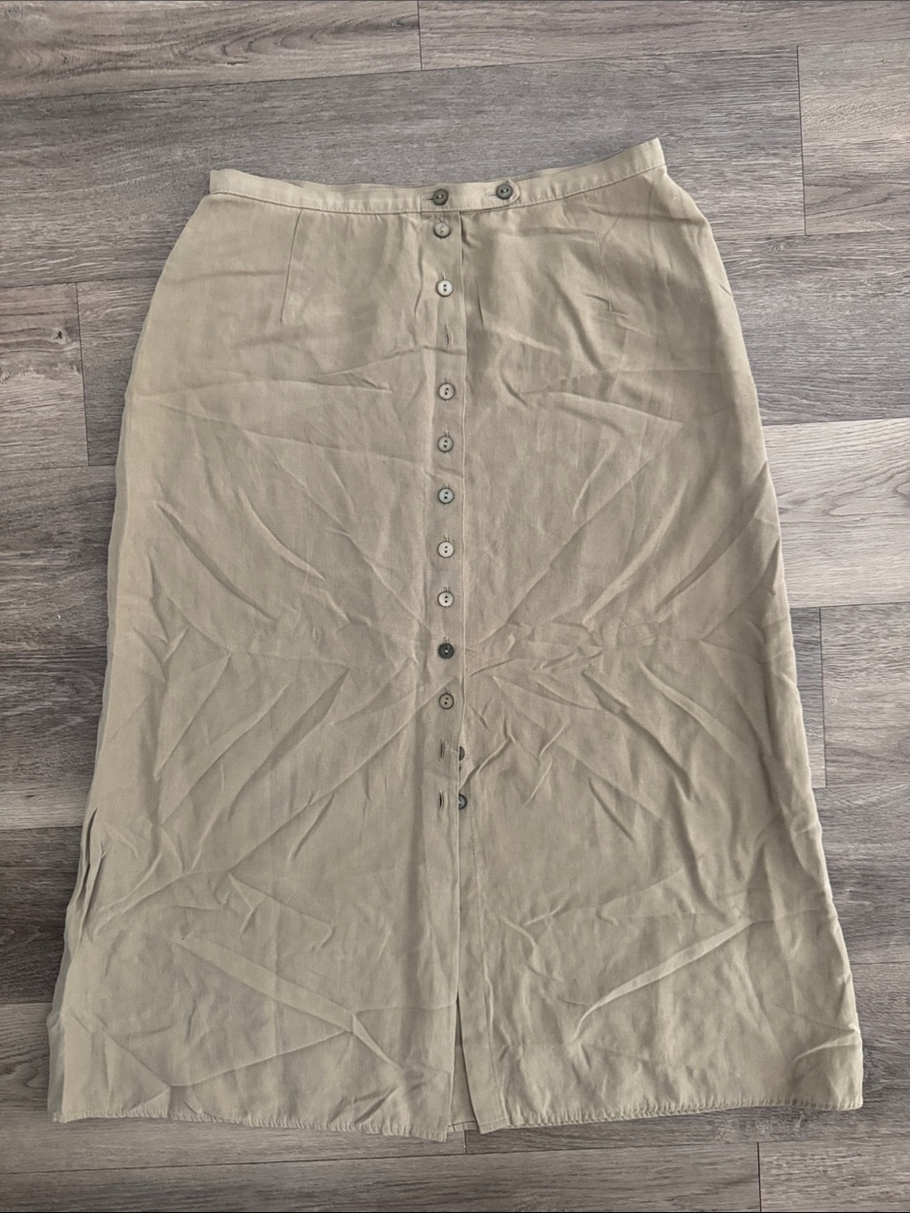 Vintage St Michael Marks & Spencer Beige Button Front Midi Skirt Size UK 16